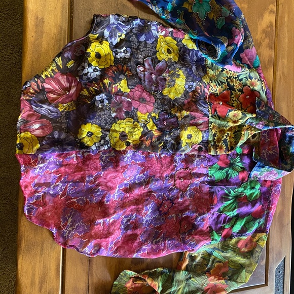 Sheer patchwork oversized tunic shirt - Picture 5 of 5